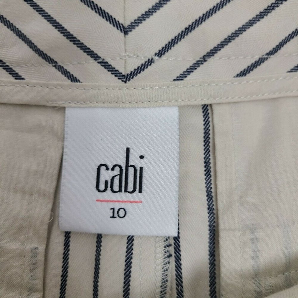 CABI Tick Tock Striped Crop Pants Size 10 - Picture 3 of 6